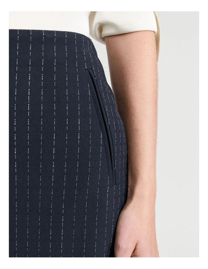 Pinstripe A Line Skirt in Navy image 3