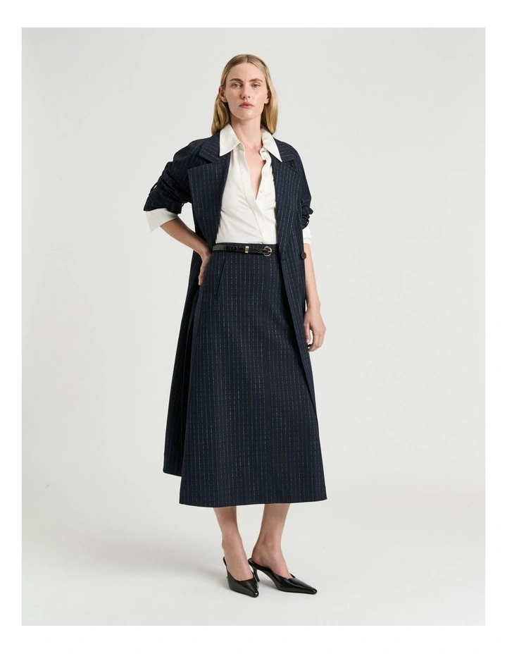 Pinstripe A Line Skirt in Navy image 4
