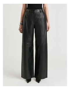 Leather Straight Leg Pant in Black