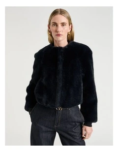 Faux Fur Bomber in Ink