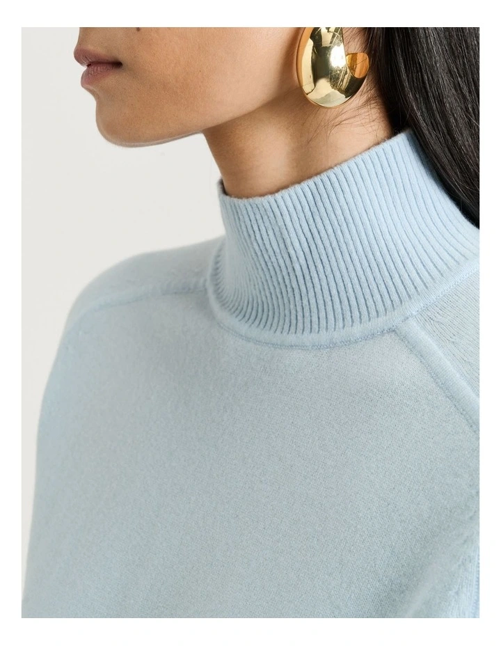 Merino Funnel Neck Sweater in Blue image 3