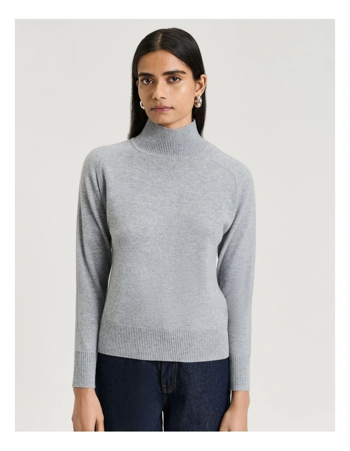 Merino Funnel Neck Sweater in Grey image 1