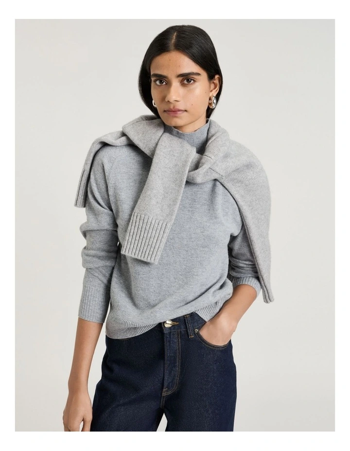 Merino Funnel Neck Sweater in Grey image 3