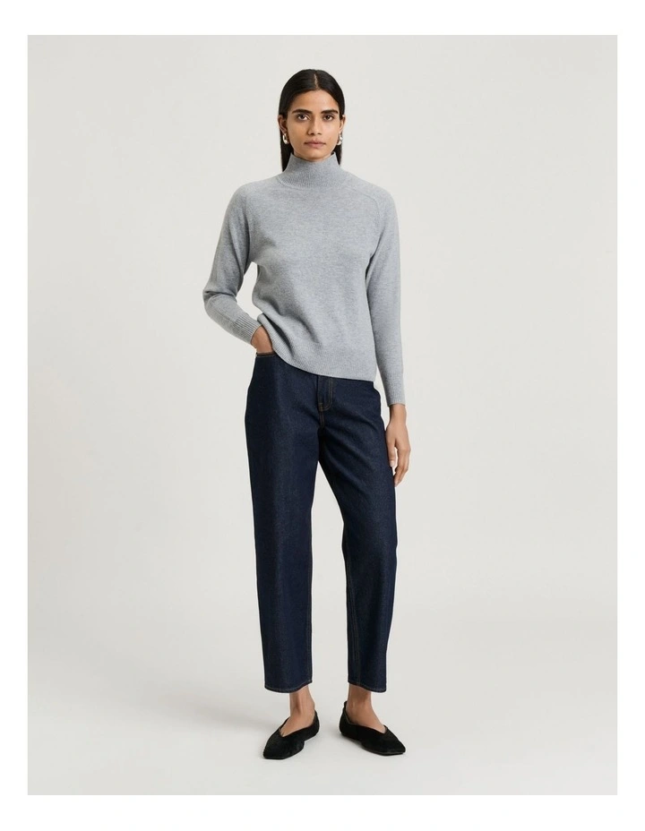 Merino Funnel Neck Sweater in Grey image 4