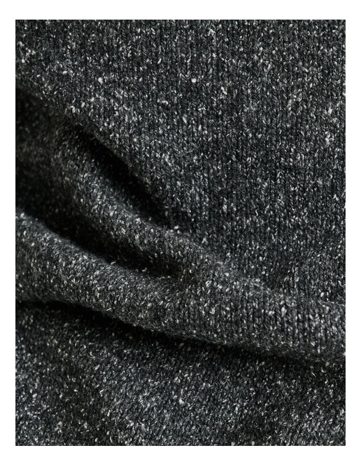 Merino Silk Blend Textured Funnel Neck Sweater in Charcoal image 4