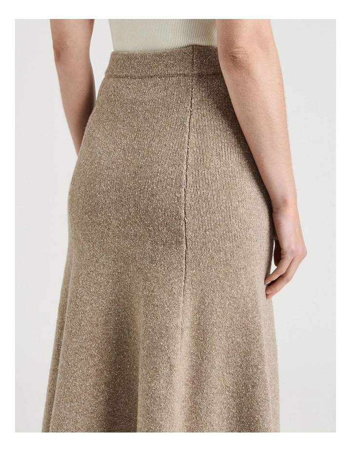 Merino Silk Blend Textured Knit Flared Skirt image 2