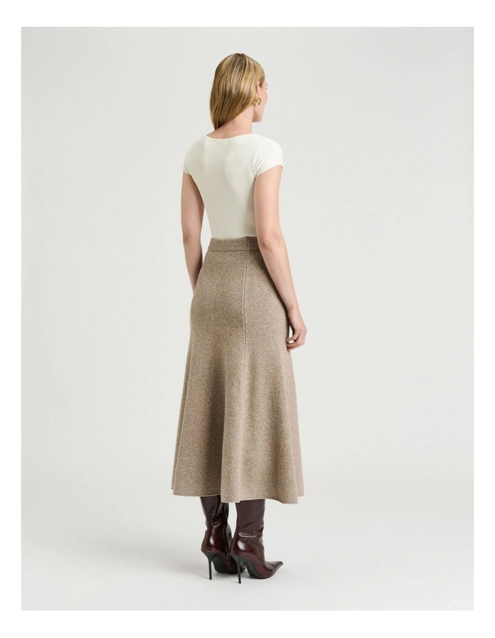 Merino Silk Blend Textured Knit Flared Skirt image 3