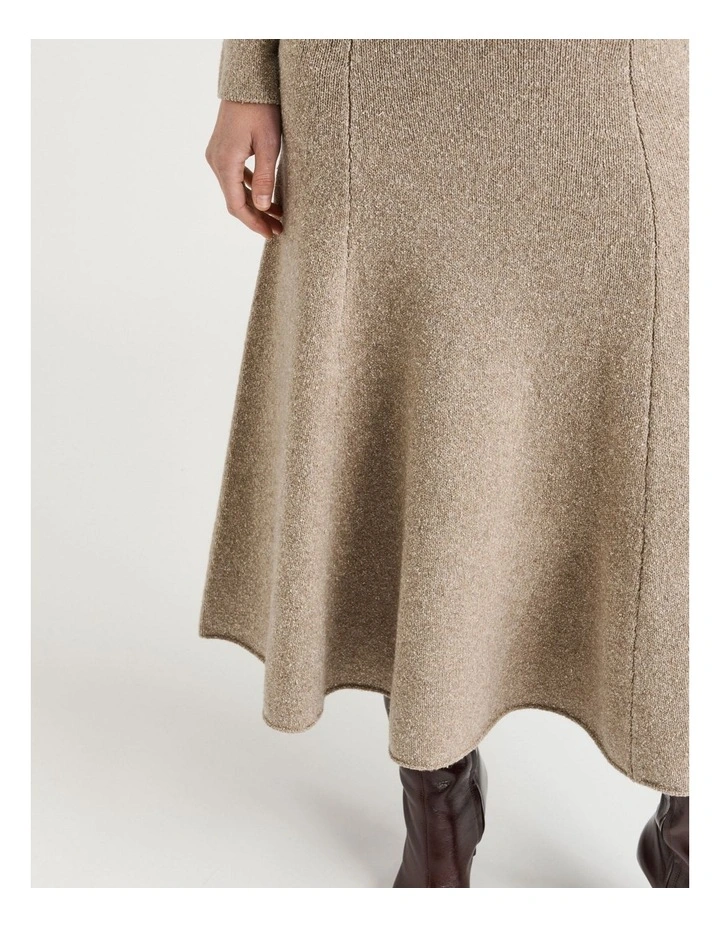 Merino Silk Blend Textured Knit Flared Skirt image 5
