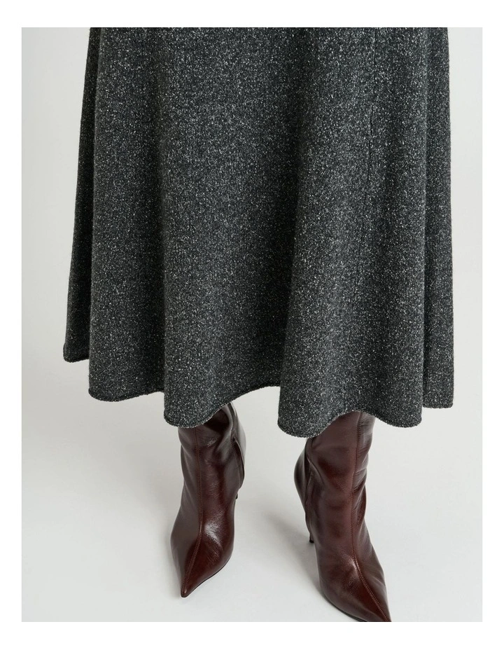 Merino Silk Blend Textured Knit Flared Skirt image 4