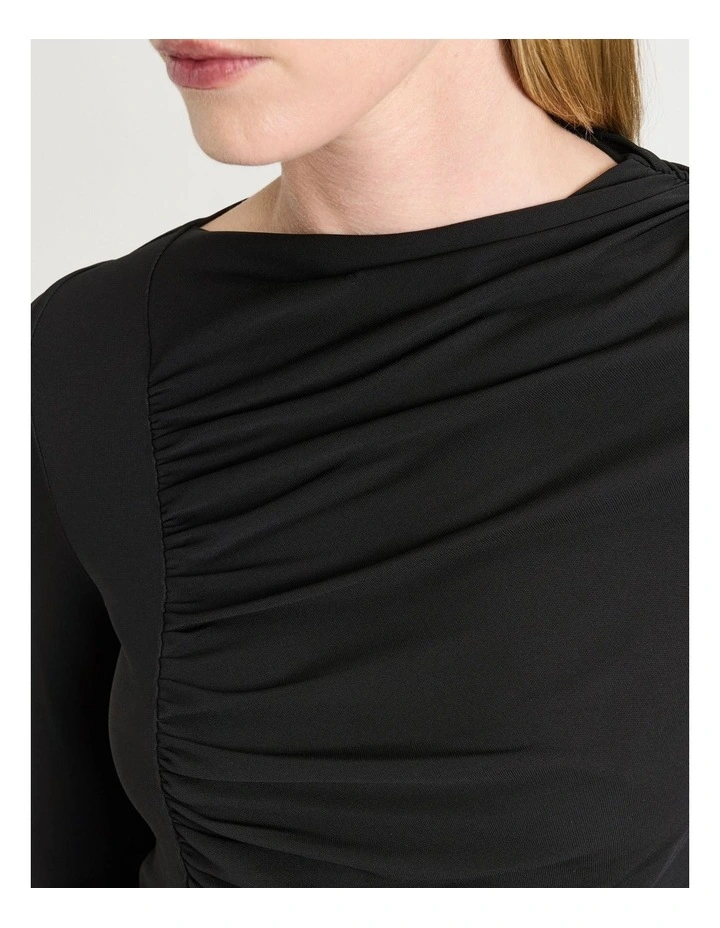 Plain Drapey Jersey Crepe Top in Black image 3