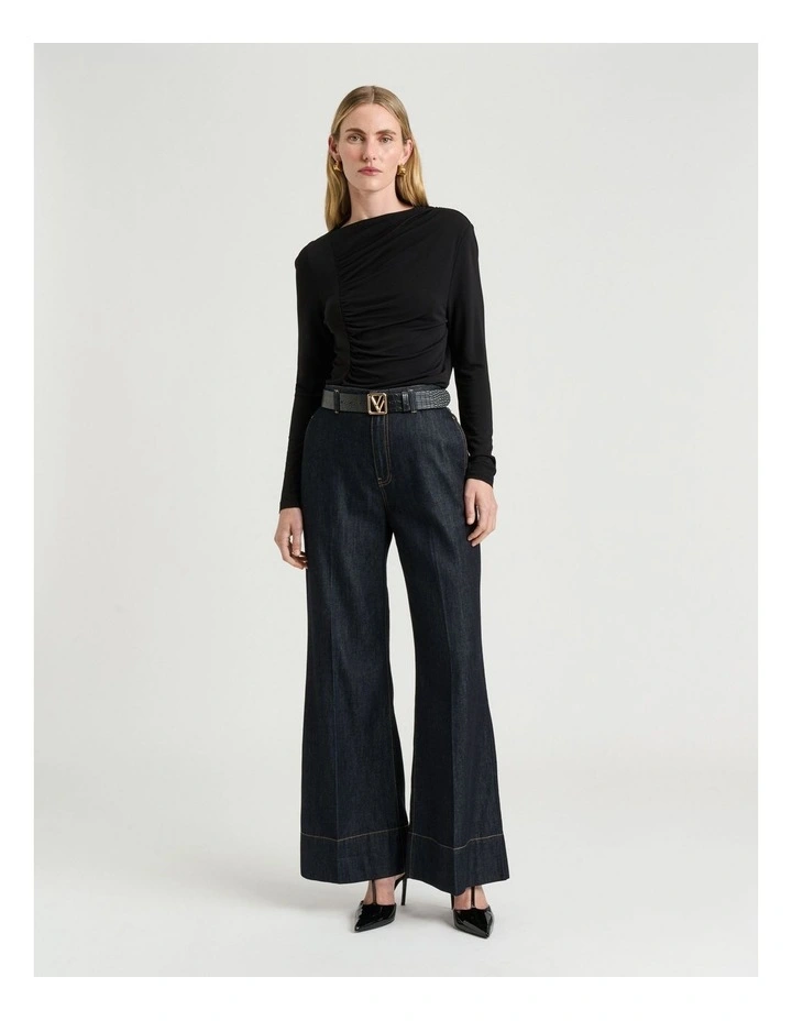 Plain Drapey Jersey Crepe Top in Black image 4