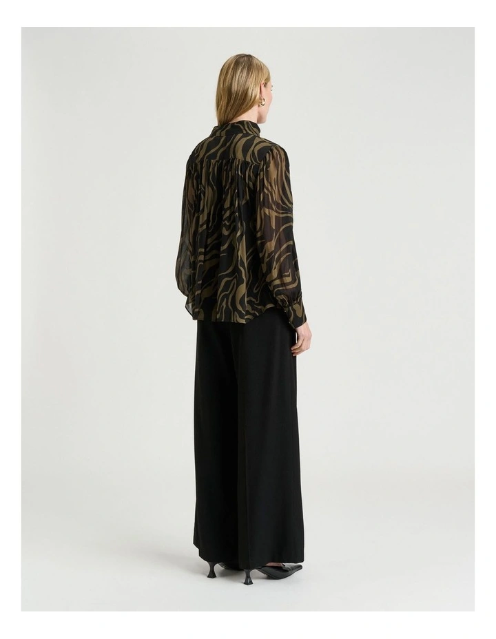 Abstract Zebra Georgette Blouse in Black image 2
