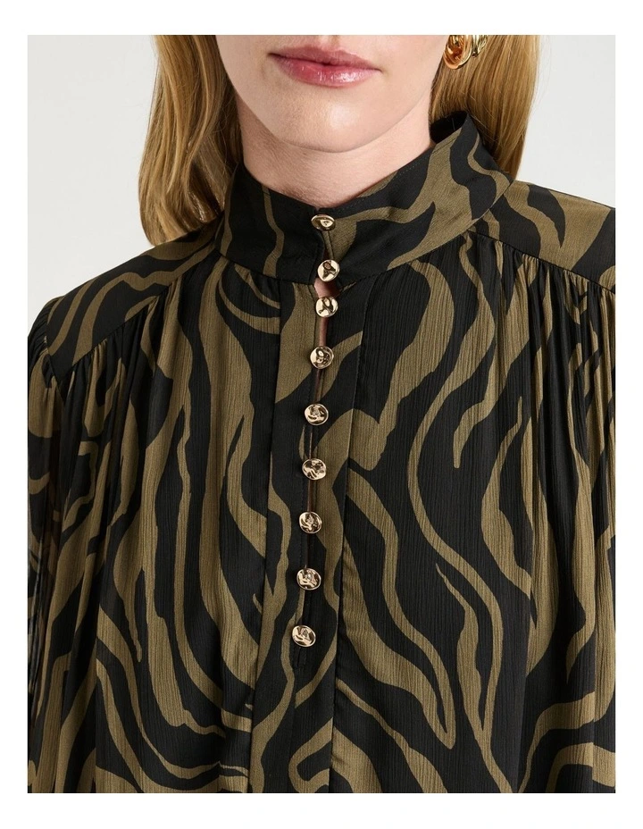 Abstract Zebra Georgette Blouse in Black image 3