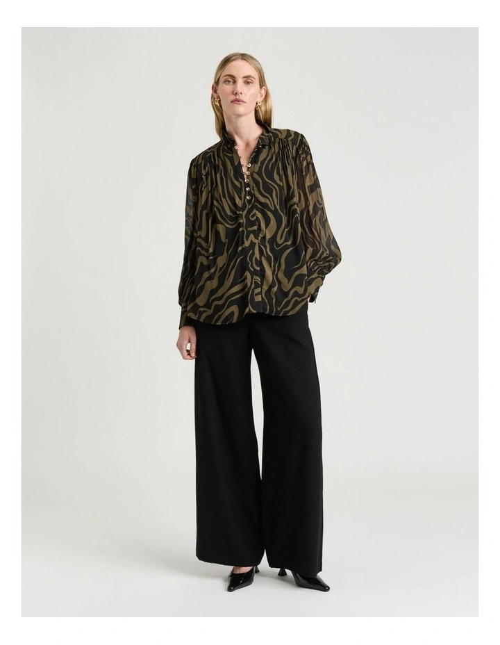 Abstract Zebra Georgette Blouse in Black image 4