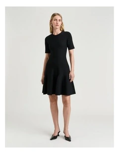 Milano Fluted Mini Dress in Black