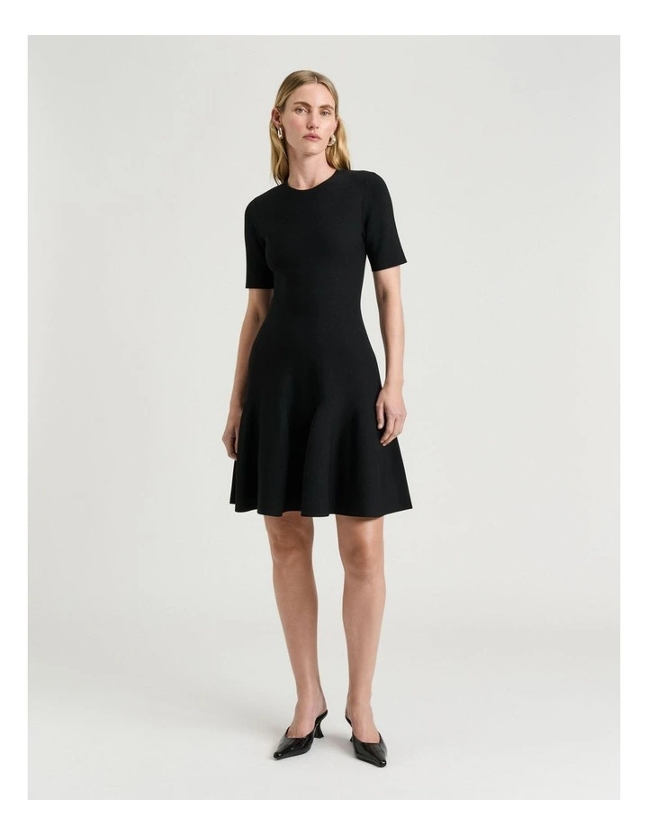 Milano Fluted Mini Dress in Black image 1
