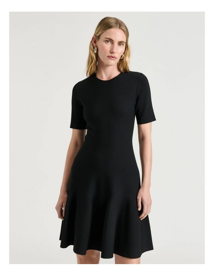 Milano Fluted Mini Dress in Black image 3
