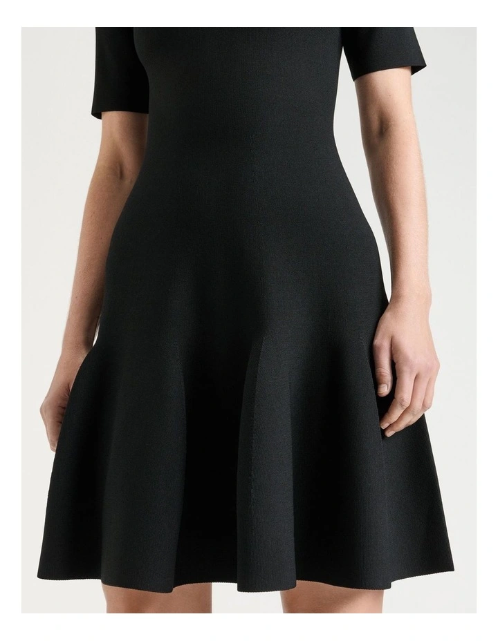 Milano Fluted Mini Dress in Black image 4