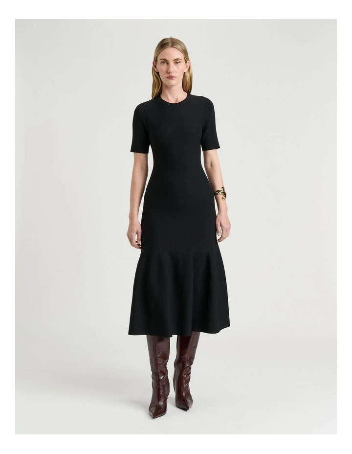 Milano Fluted Midi Dress in Black image 1
