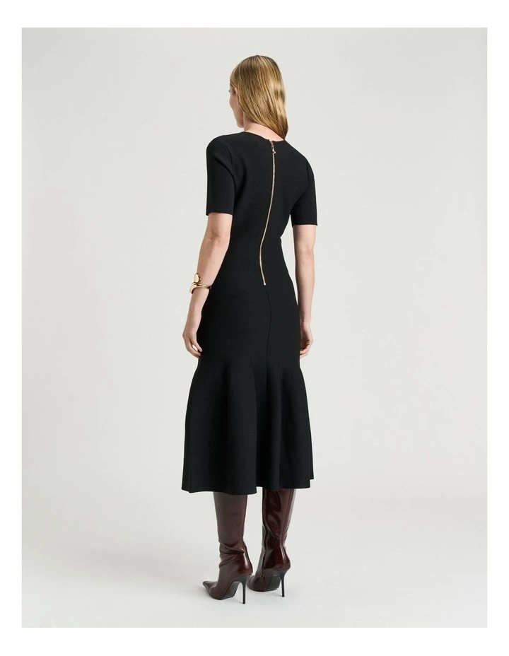Milano Fluted Midi Dress in Black image 2