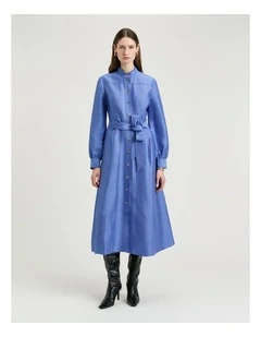 HYDRANGEA LINEN VISCOSE MIDI SHIRTDRESS