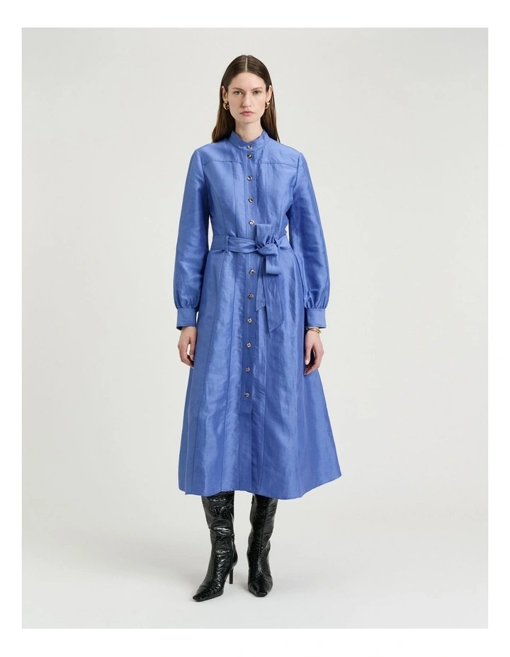 HYDRANGEA LINEN VISCOSE MIDI SHIRTDRESS image 1