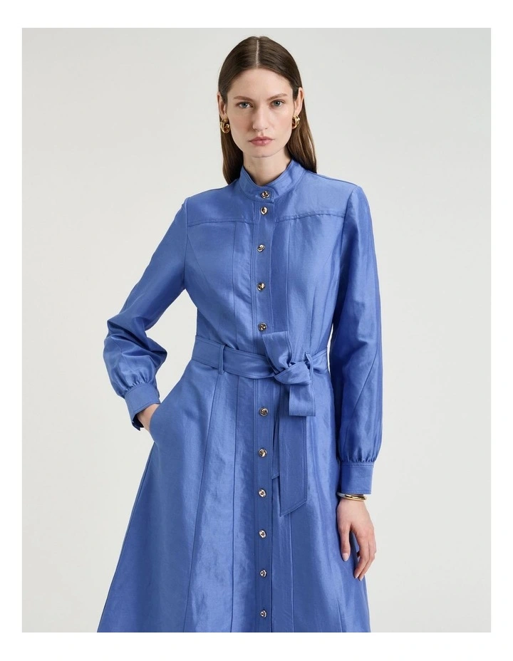 HYDRANGEA LINEN VISCOSE MIDI SHIRTDRESS image 3