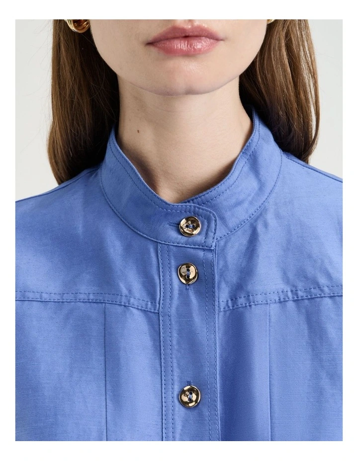 HYDRANGEA LINEN VISCOSE MIDI SHIRTDRESS image 4
