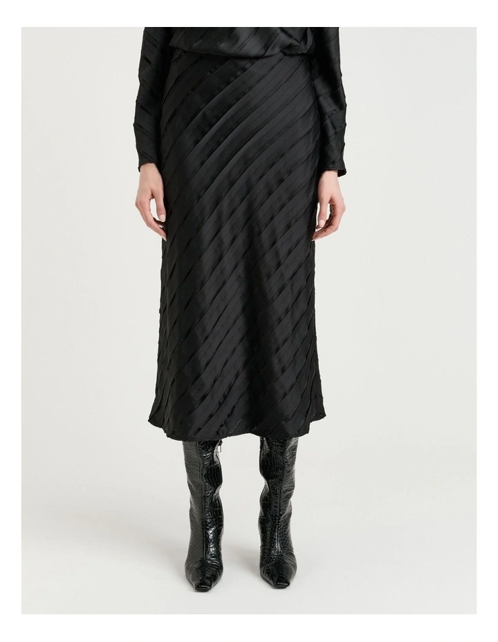 STRIP SATIN BIAS SKIRT image 1
