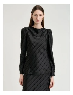 STRIP SATIN BIAS BLOUSE