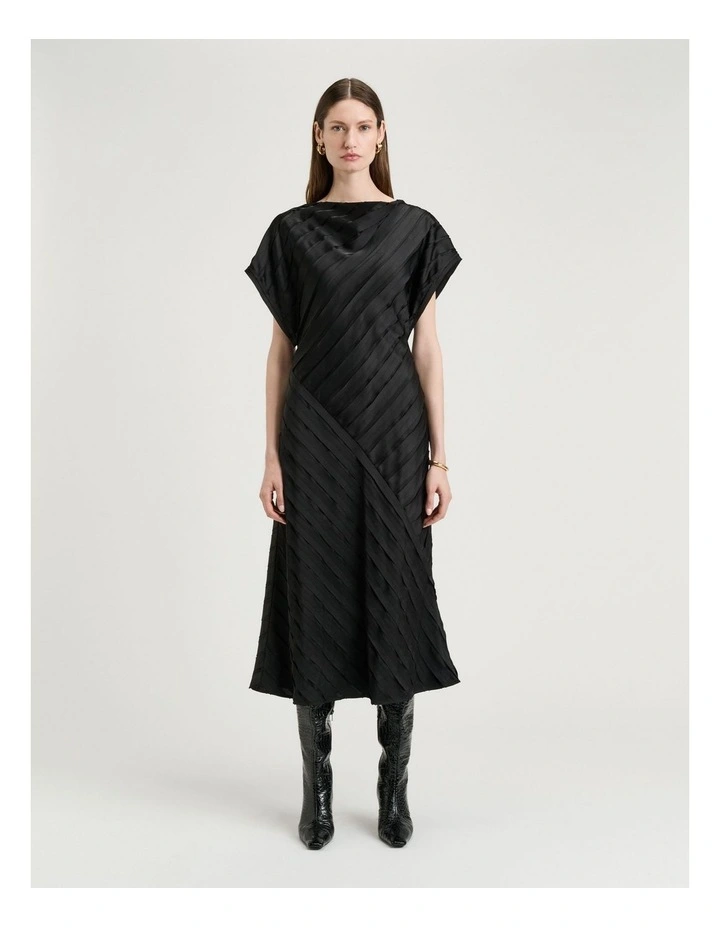 STRIP SATIN BIAS MIDI DRESS image 1