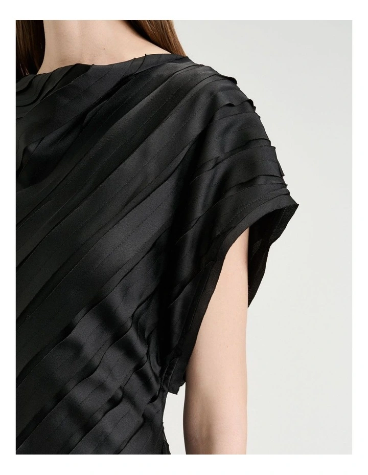 STRIP SATIN BIAS MIDI DRESS image 3