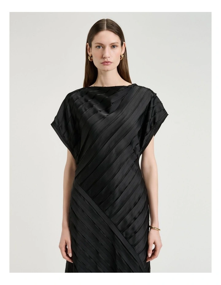 STRIP SATIN BIAS MIDI DRESS image 4