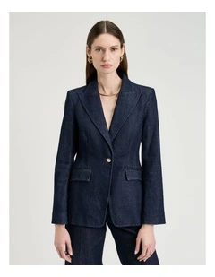 Denim Blazer in Dark Indigo