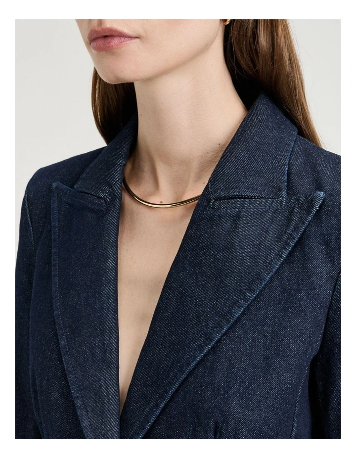 Denim Blazer in Dark Indigo image 3
