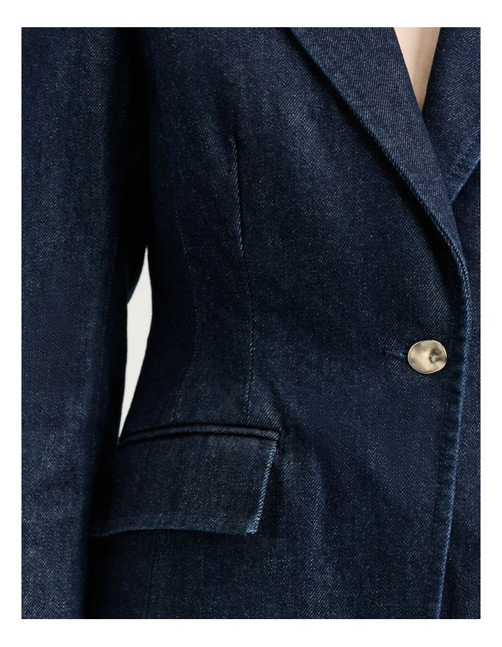 Denim Blazer in Dark Indigo image 4