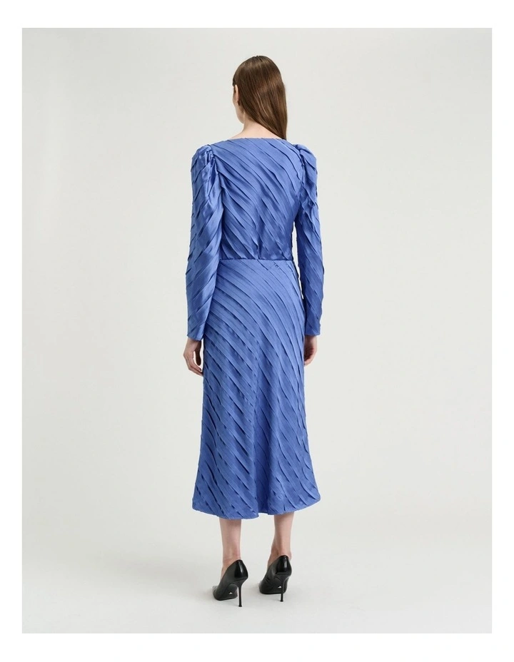 Hydrangea Strip Satin Bias Skirt in Blue image 2