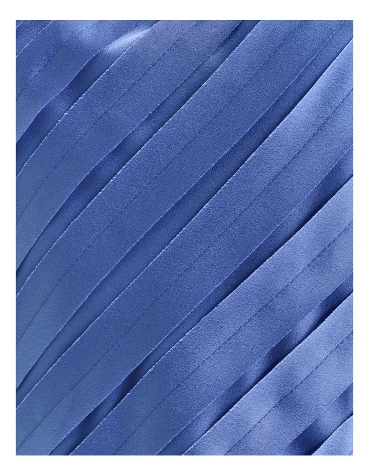 Hydrangea Strip Satin Bias Skirt in Blue image 3