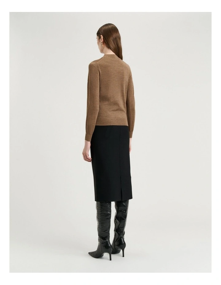 Fine Gauge Long Sleeve Mock Neck in Camel image 2