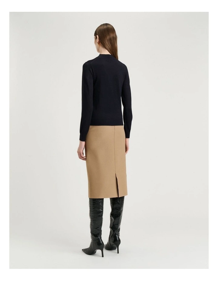 Fine Gauge Long Sleeve Mock Neck in Ink image 2