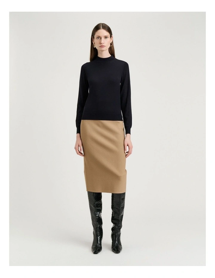 Fine Gauge Long Sleeve Mock Neck in Ink image 3