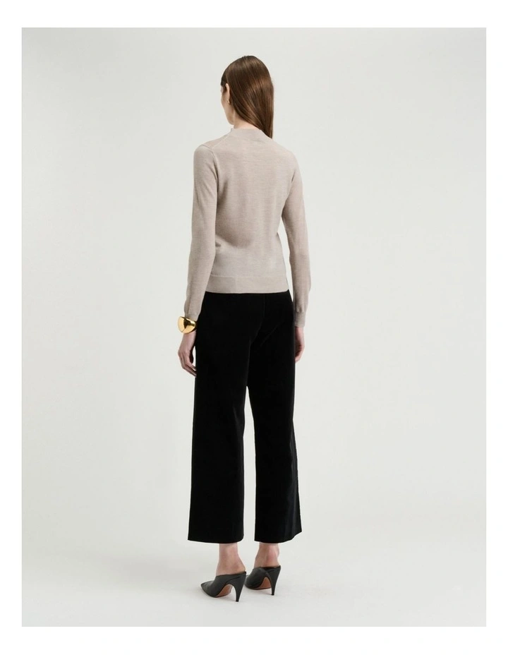 Fine Gauge Long Sleeve Mock Neck in Mushroom image 2