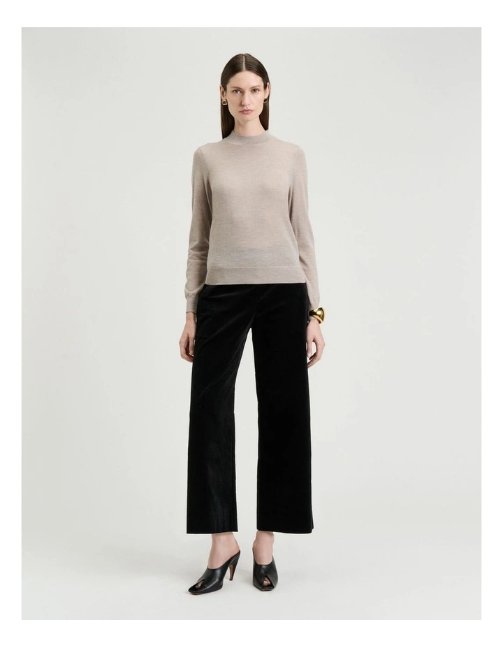 Fine Gauge Long Sleeve Mock Neck in Mushroom image 3