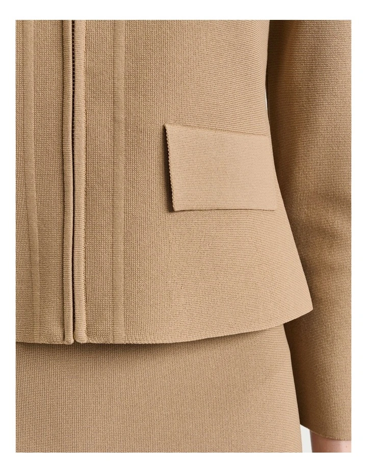 Zip Front Milano Jacket in Camel image 3