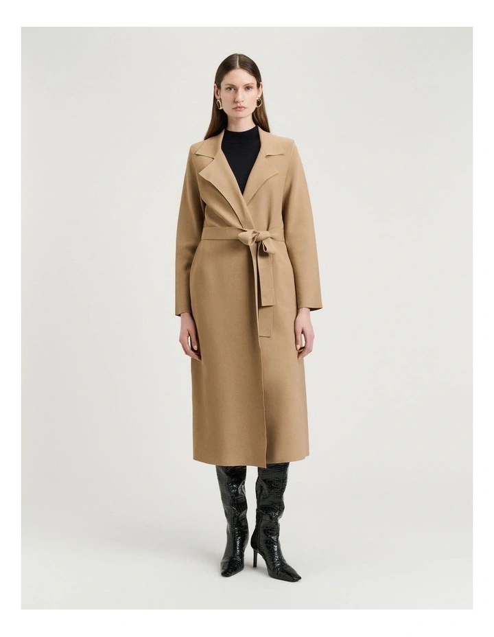 Milano Double Breasted Coat in Camel image 1