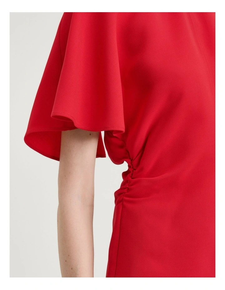 Double Weave Flounce Sleeve Top in Red image 3