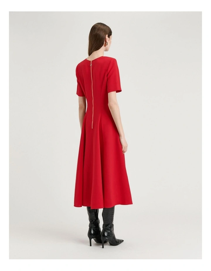 Double Weave Midi Dress in Red image 2