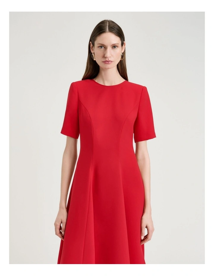 Double Weave Midi Dress in Red image 3