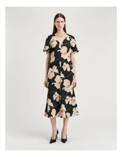 Blush Poppy Satin Back Crepe Dress in Black