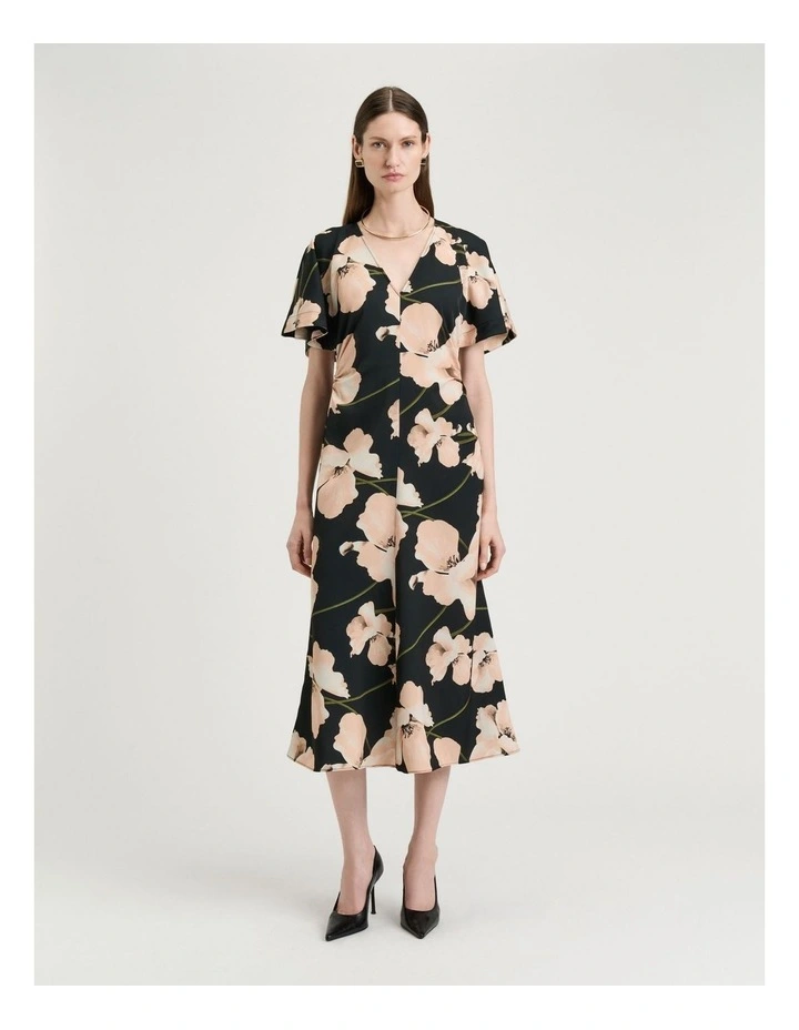 Blush Poppy Satin Back Crepe Dress in Black image 1